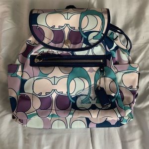 Blue/Purple Small Coach Backpack Purse
